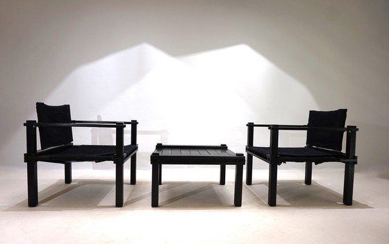 Image 1 of Bofinger Set van 2 Boeren Loungestoelen Met Tafel Door Gerd Lange, 1960