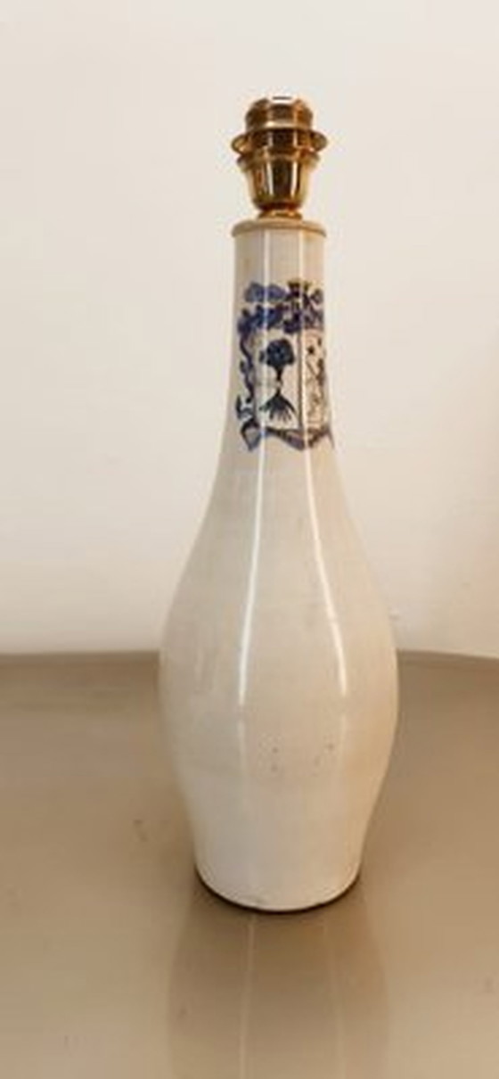 Image 1 of Keramische tafellamp met blauwe decoratie, jaren 1980