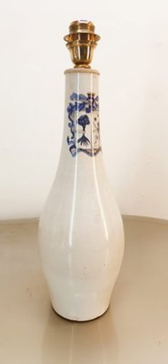 Image 1 of Keramische tafellamp met blauwe decoratie, jaren 1980