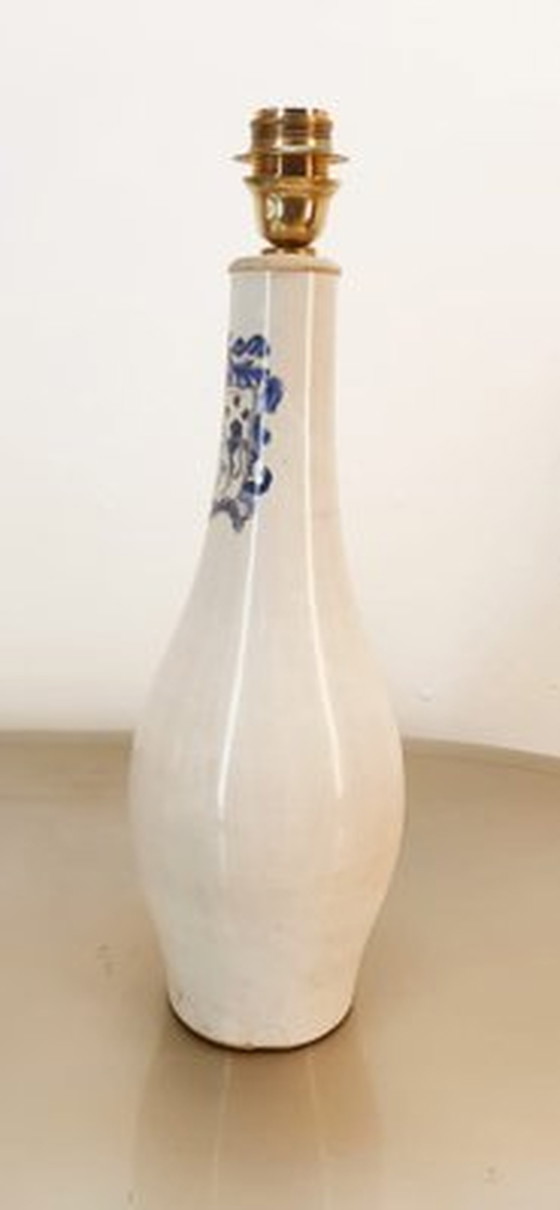 Image 1 of Keramische tafellamp met blauwe decoratie, jaren 1980