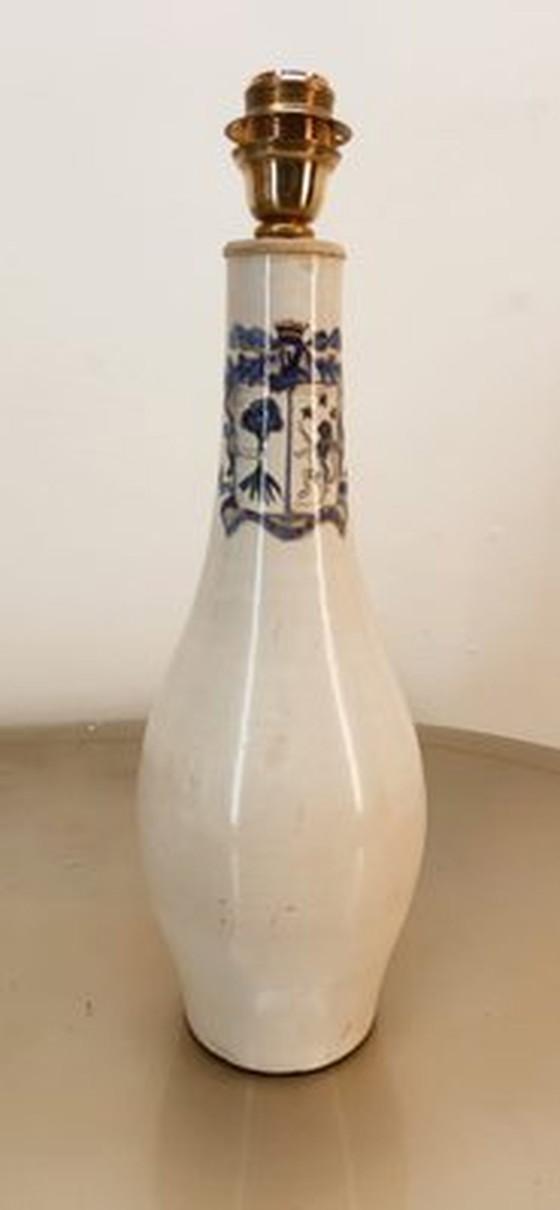 Image 1 of Keramische tafellamp met blauwe decoratie, jaren 1980