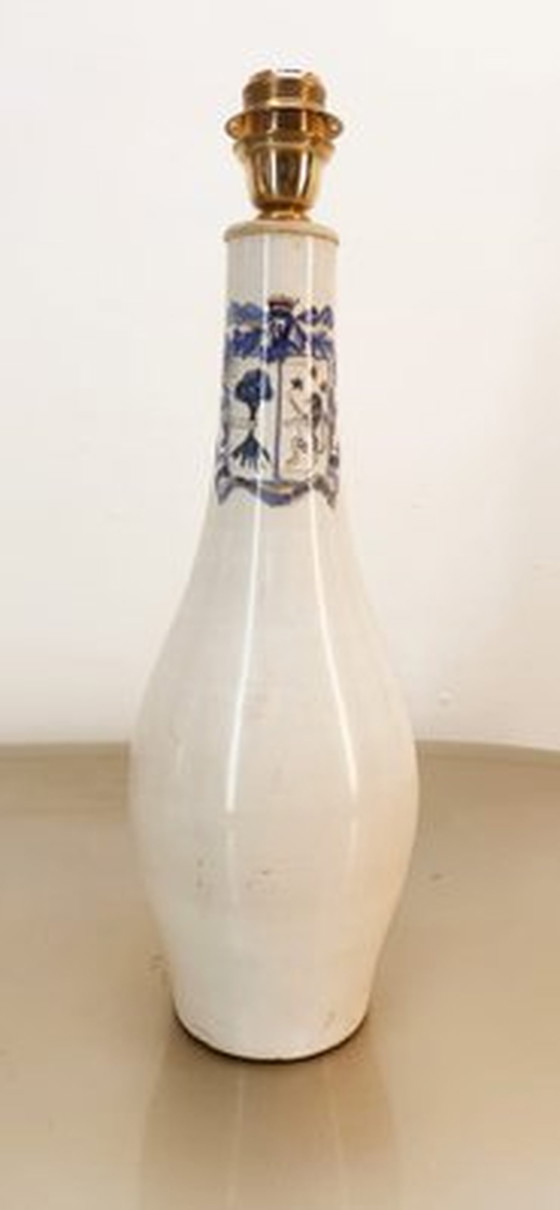 Image 1 of Keramische tafellamp met blauwe decoratie, jaren 1980