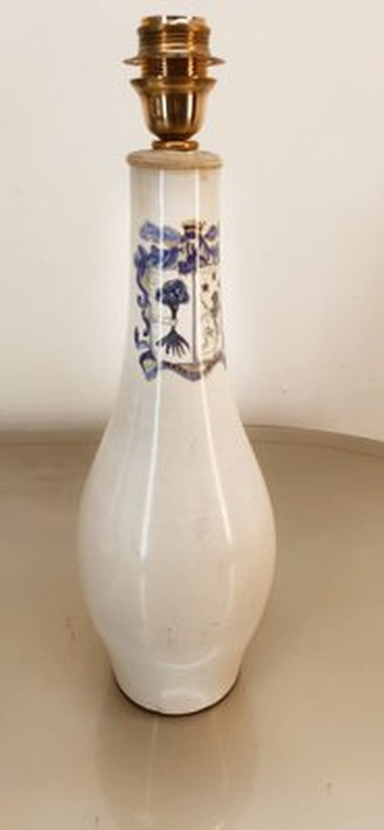 Image 1 of Keramische tafellamp met blauwe decoratie, jaren 1980