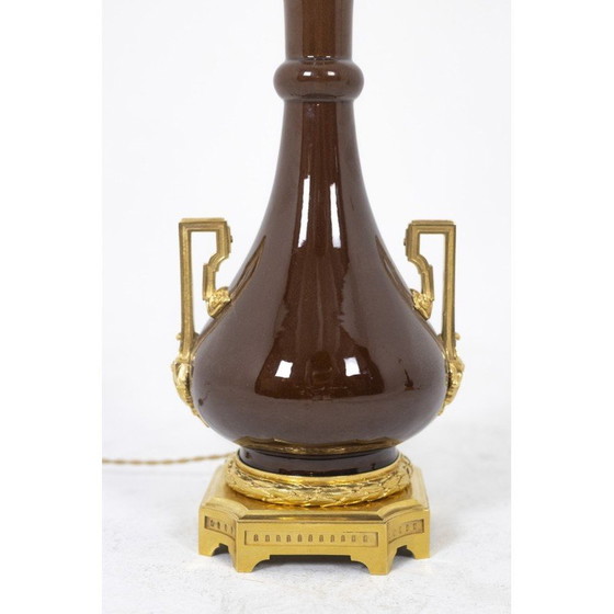 Image 1 of Paar vintage porseleinen en bronzen lampen voor Maison Gagneau, Frankrijk 1880