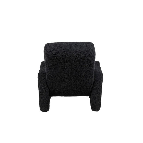 Image 1 of Paar vintage loungestoelen in zwarte krulstof, jaren 1970