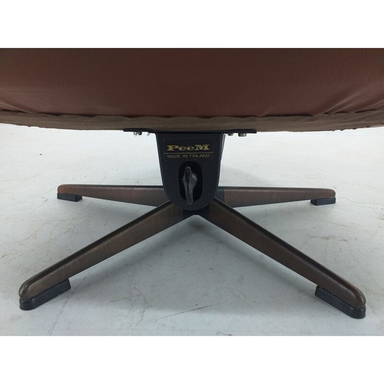 Image 1 of Mid Century draaibare leren fauteuil, PeeM, Finland, 1970