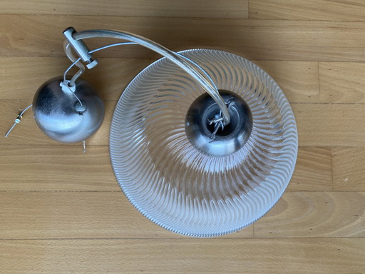 Prachtige Vintage Glazen Ribbel Lamp