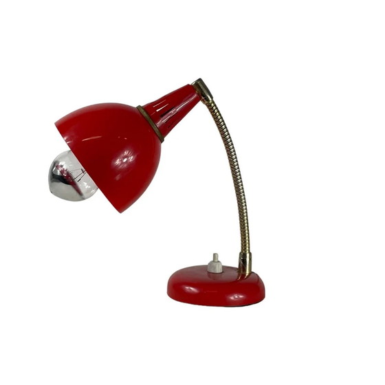 Image 1 of Vintage - Rode Bureaulamp - Messing nek