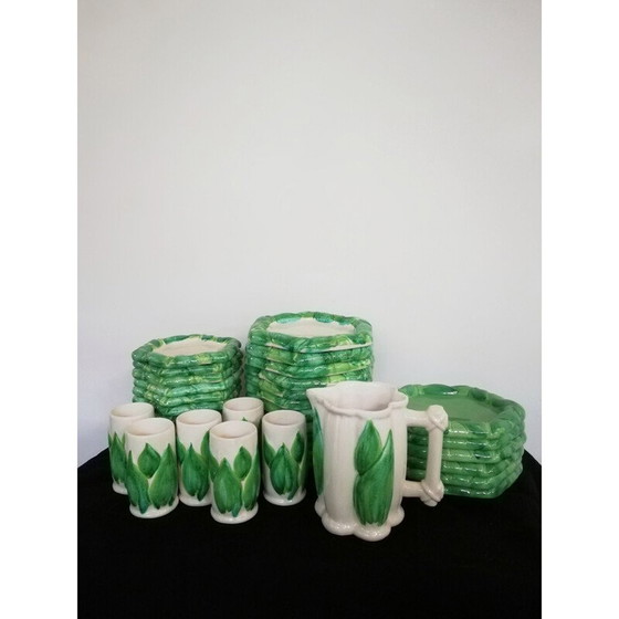 Image 1 of Set van 31 Italiaans vintage servies van tropische schalen en glazen door Colin Morrow voor Arpex, jaren 1970