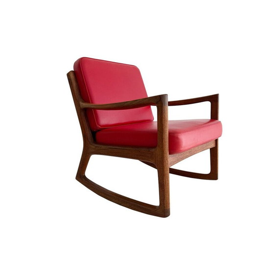 Image 1 of Vintage teakhouten en lederen schommelstoel door Ole Wanscher voor France and Son, 1951