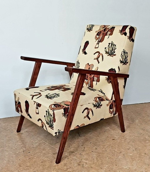 Vintage Fauteuil Met Cowboy Stof