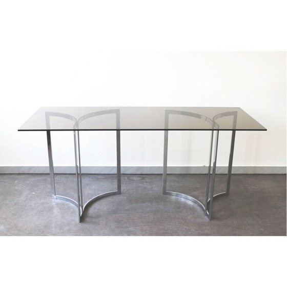 Image 1 of Vintage console in rookglas en chromen poten, 1970