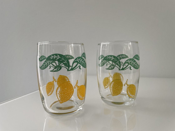 Image 1 of 7X Retro Limonadeglazen Citrusvrucht Decoraties