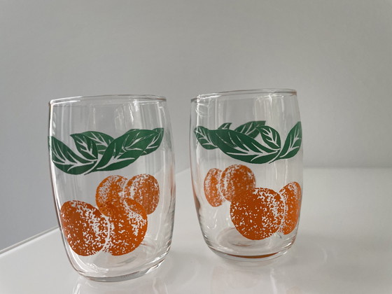 Image 1 of 7X Retro Limonadeglazen Citrusvrucht Decoraties