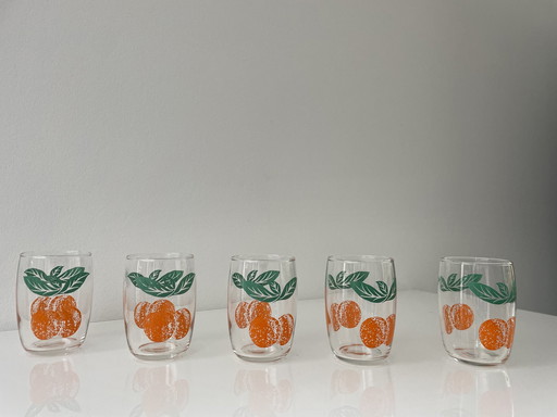 7X Retro Limonadeglazen Citrusvrucht Decoraties