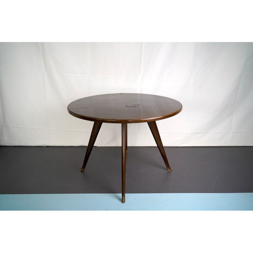 Ronde vintage bijzettafel in mahonie van Osvaldo Borsani, Italië 1950