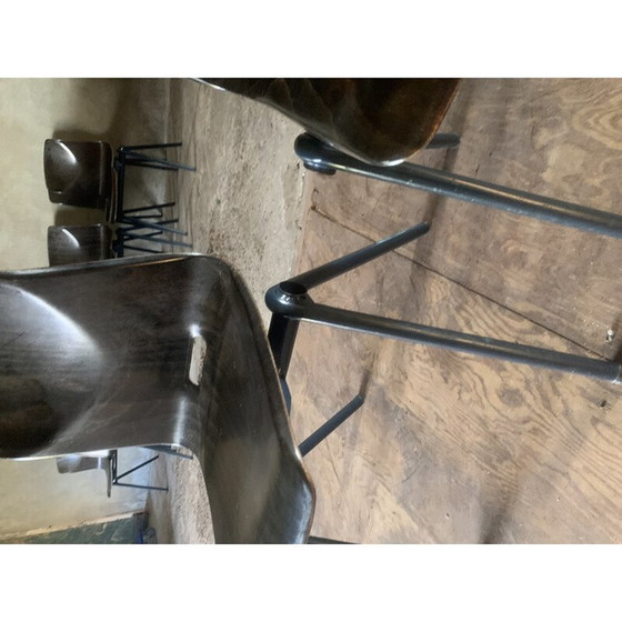 Image 1 of Paar vintage industriële S30 stoelen van metaal en geperst hout van Galvanitas voor Pagholz en Thurop SA, Duitsland 1967