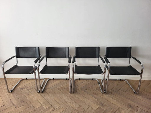 Set Van Vier Mid Century Cantiliver Style Armchairs