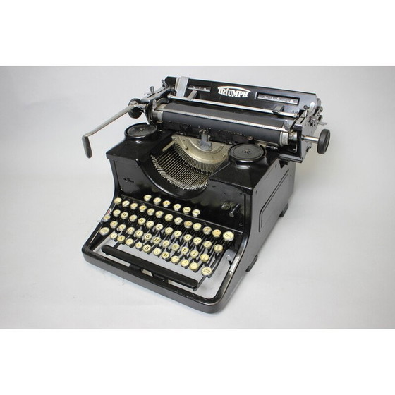 Image 1 of Vintage typemachine van metaal, staal, chroom en stof, Duitsland 1915