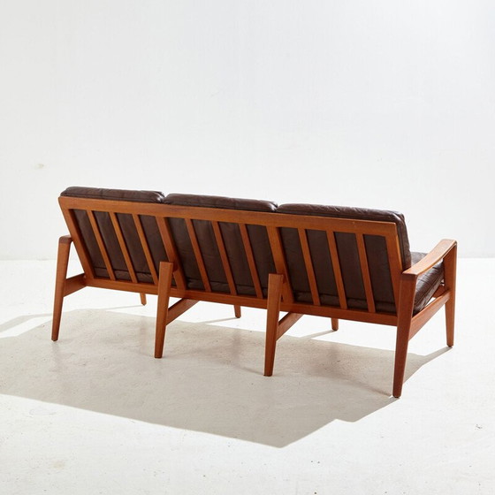 Image 1 of Deense vintage leren bank van Arne Wahl Iversen voor Komfort, 1950