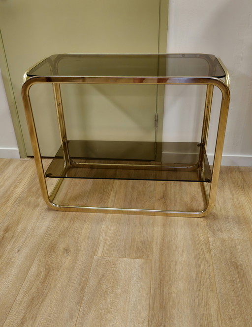 Vintage Sidetable Vitrine Roomdivider Open Kast Messing 