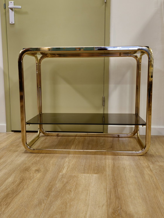 Image 1 of Vintage Sidetable Vitrine Roomdivider Open Kast Messing 