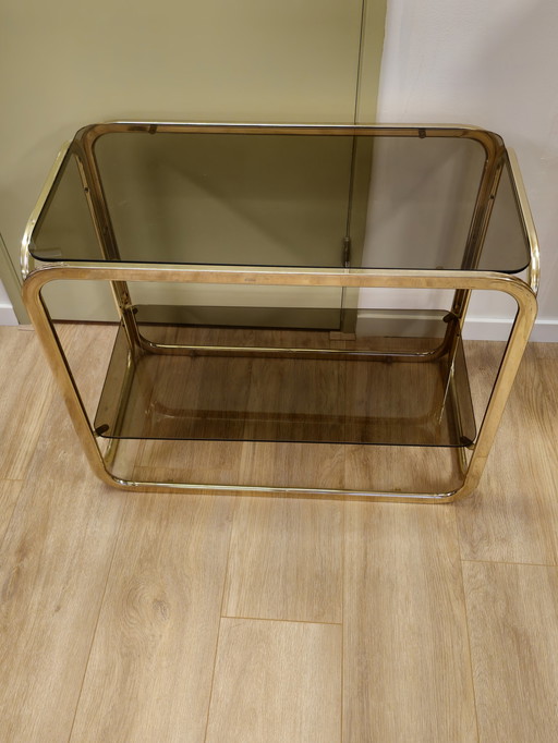 Vintage Sidetable Vitrine Roomdivider Open Kast Messing 