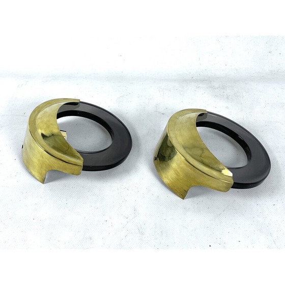 Image 1 of Paar vintage wandlampen van messing en glas voor Ity, Italië 1970