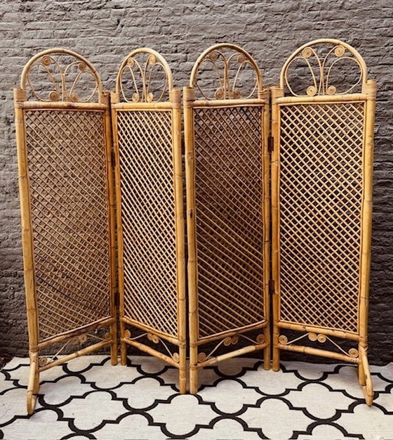 Image 1 of Vintage Rotan / Bamboe Kamerscherm Roomdivider