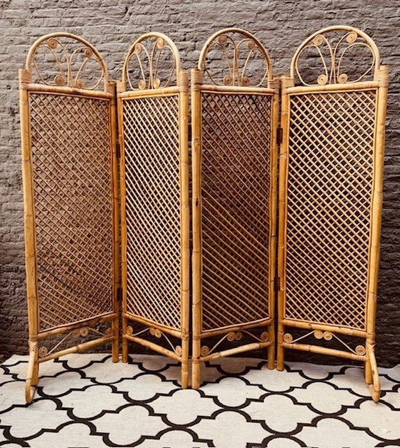 Image 1 of Vintage Rotan / Bamboe Kamerscherm Roomdivider