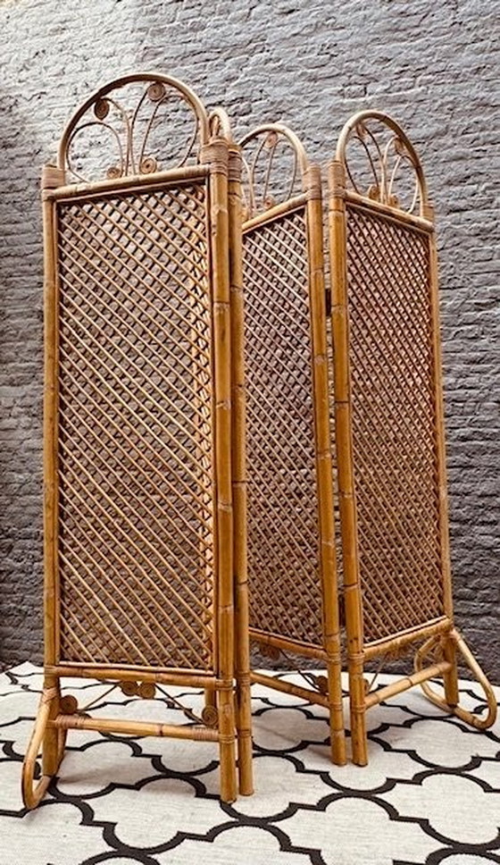 Image 1 of Vintage Rotan / Bamboe Kamerscherm Roomdivider