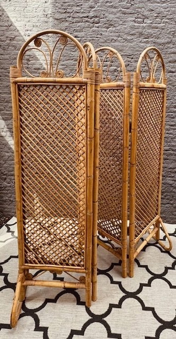 Image 1 of Vintage Rotan / Bamboe Kamerscherm Roomdivider