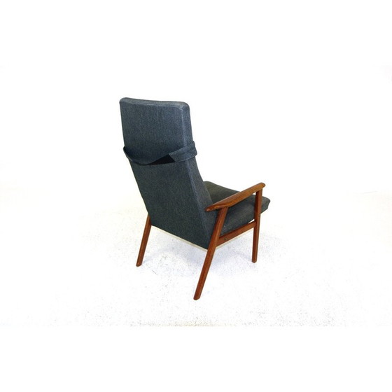 Image 1 of Vintage teakhouten en stoffen fauteuil, Zweden 1950