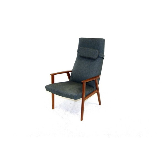 Image 1 of Vintage teakhouten en stoffen fauteuil, Zweden 1950