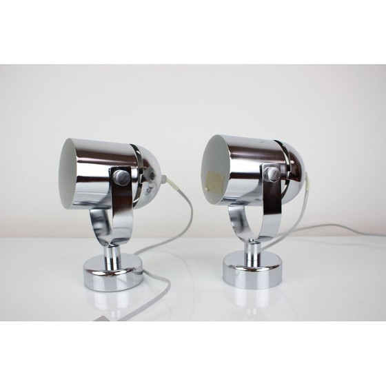 Image 1 of Paar vintage metalen wandlampen van Stanislav Indra, Tsjecho-Slowakije 1970