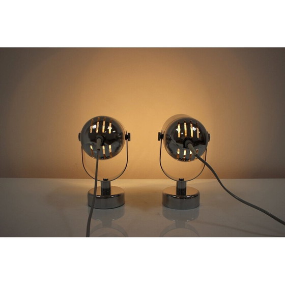 Image 1 of Paar vintage metalen wandlampen van Stanislav Indra, Tsjecho-Slowakije 1970