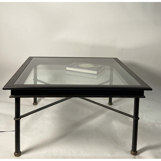 Image 1 of Vintage glazen en metalen salontafel