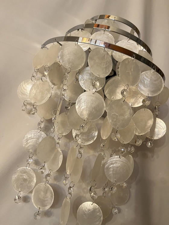 Image 1 of Set van 2 Capiz Italiaanse wandlampen Chrome kristal 