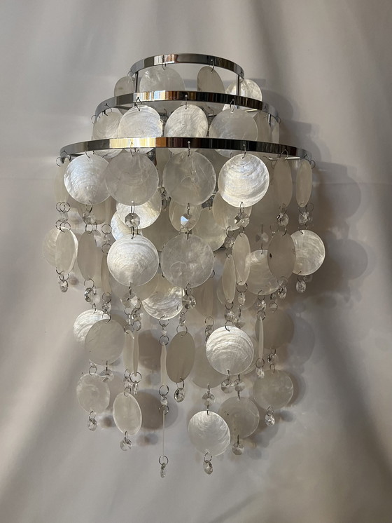 Image 1 of Set van 2 Capiz Italiaanse wandlampen Chrome kristal 