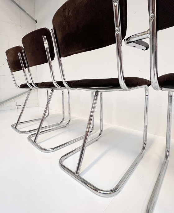 Image 1 of Set Metalen Designstoelen In Gispenstijl (4), 1970’S