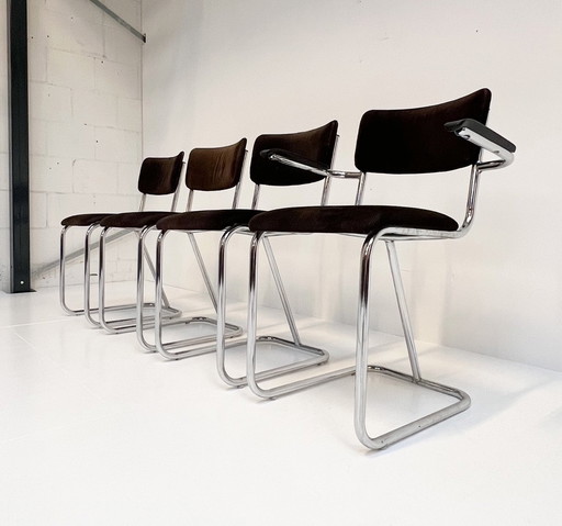 Set Metalen Designstoelen In Gispenstijl (4), 1970’S