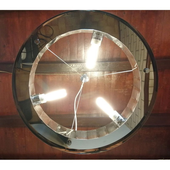 Image 1 of Ronde vintage verchroomd metalen hanglamp