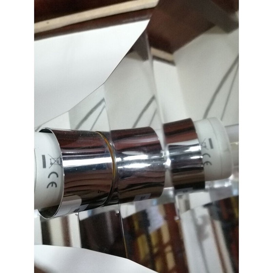 Image 1 of Ronde vintage verchroomd metalen hanglamp