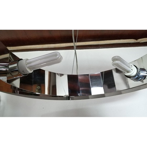 Image 1 of Ronde vintage verchroomd metalen hanglamp