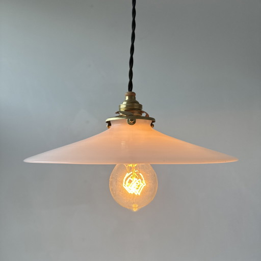 Vintage witte opaline hanglamp 25 cm