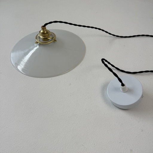 Vintage witte opaline hanglamp 25 cm