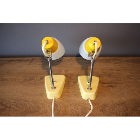 Image 1 of Paar vintage porseleinen lampen van metaal en glas van Kamenický Šenov, Tsjecho-Slowakije 1960