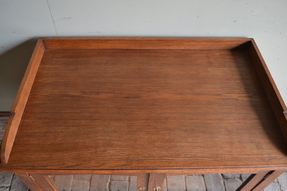 Image 1 of Antieke Eiken Houten Art Deco Theekastje.