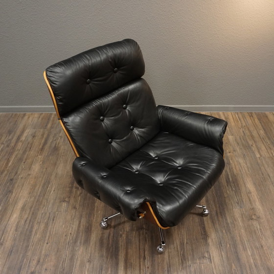 Image 1 of Stoll Giroflex vintage fauteuil leer palissander
