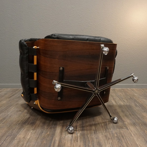 Image 1 of Stoll Giroflex vintage fauteuil leer palissander